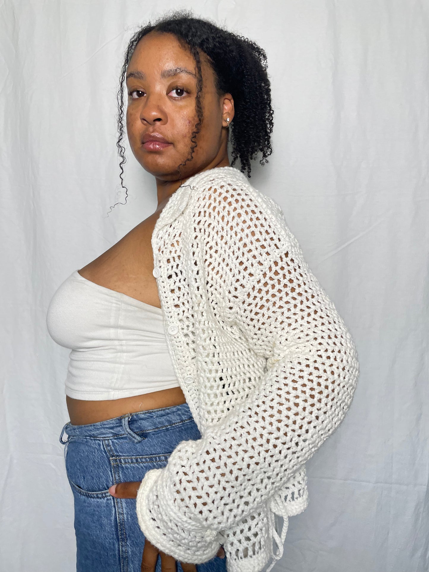 Mesh Tied-Up Cardigan