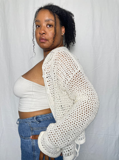 Mesh Tied-Up Cardigan