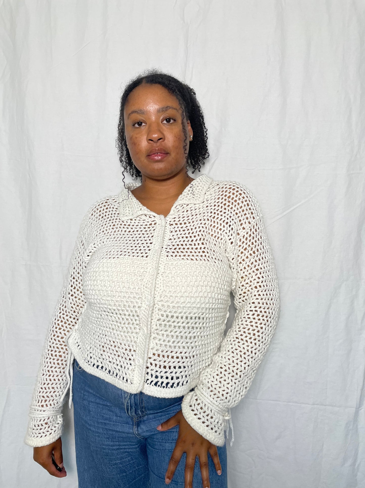 Mesh Tied-Up Cardigan