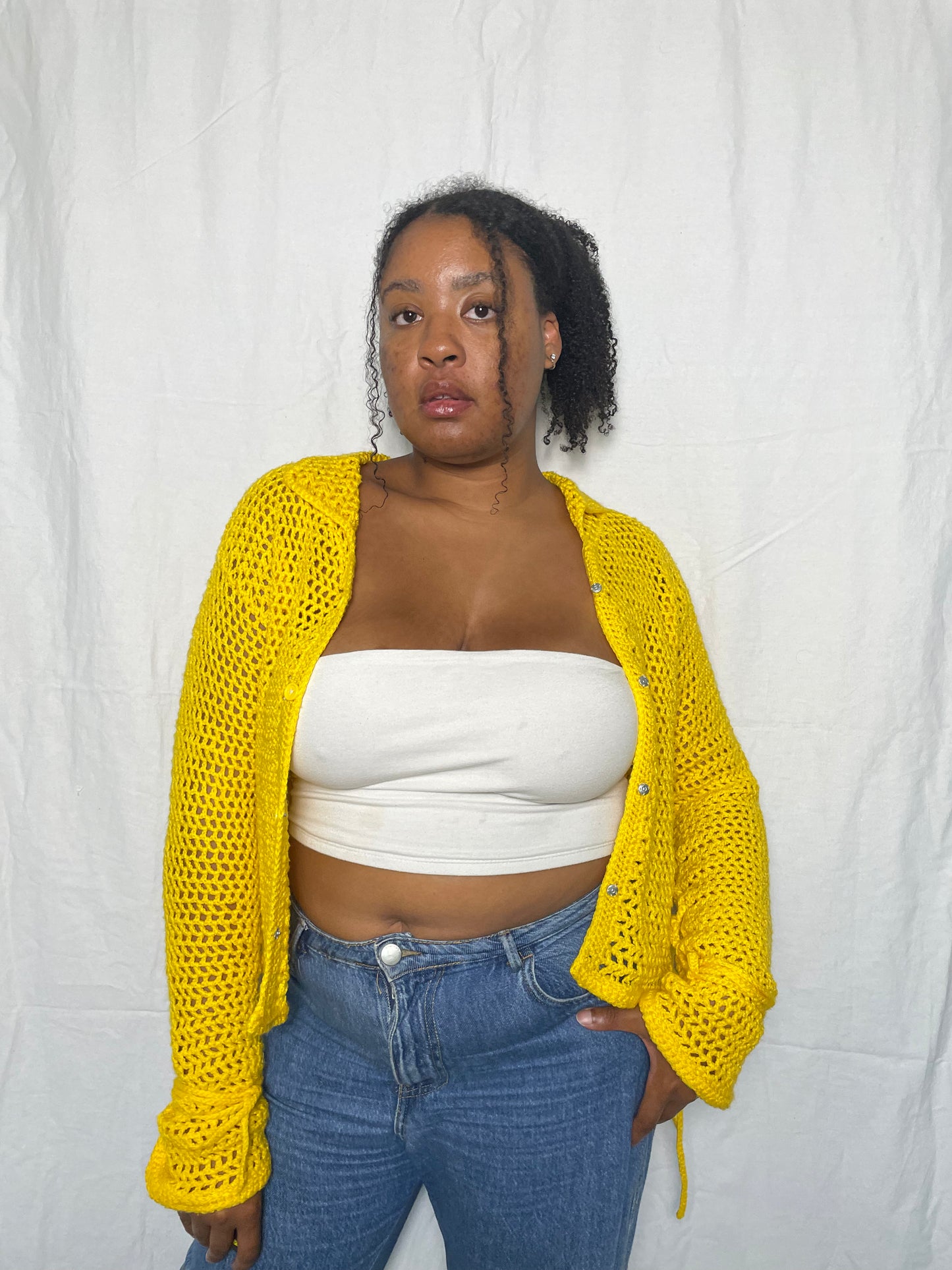 Mesh Tied-Up Cardigan