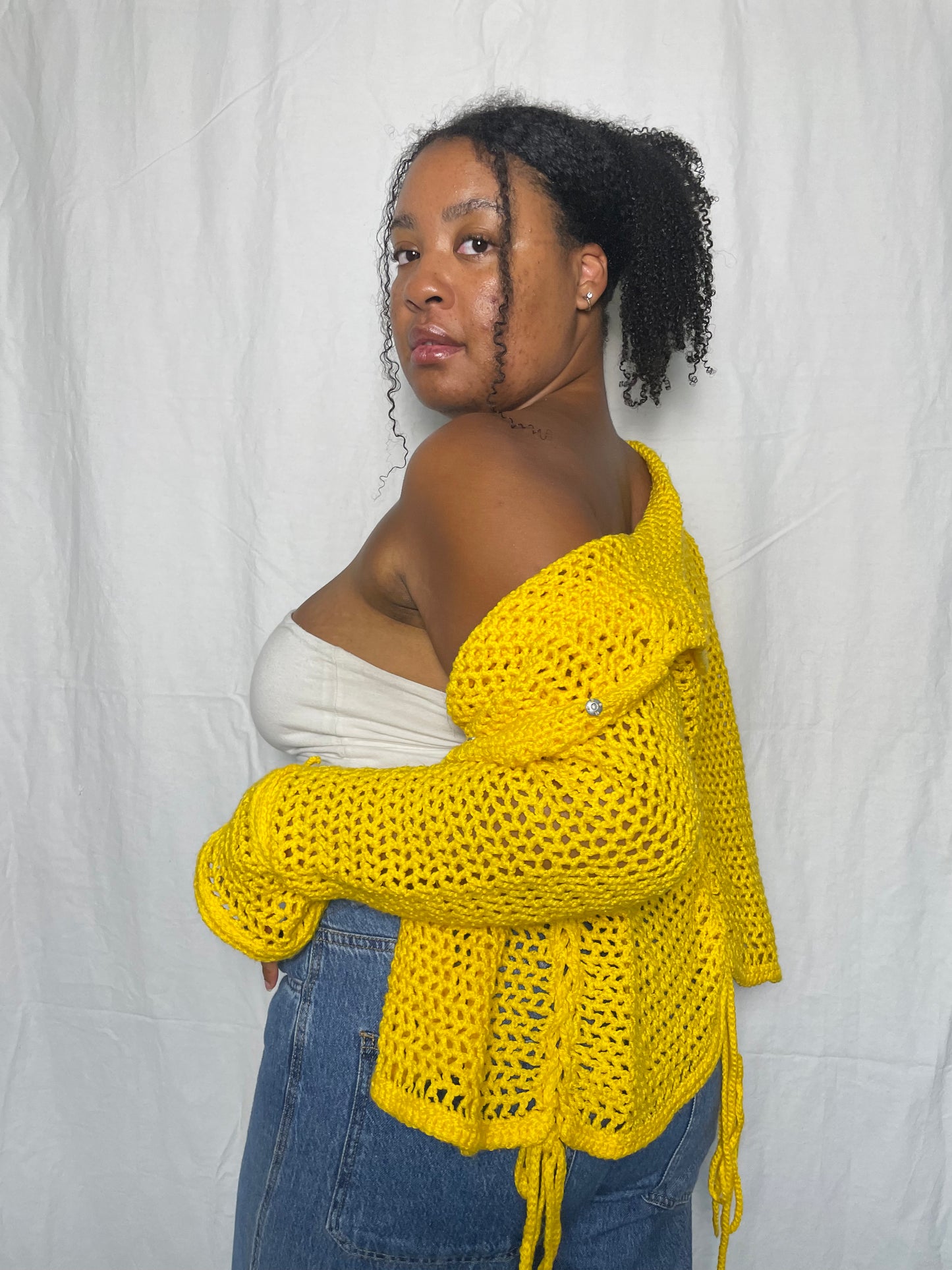 Mesh Tied-Up Cardigan