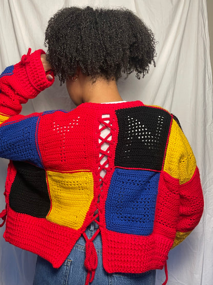 Alphabet Soup Cardigan- Primary